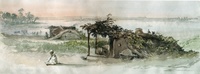 A hut in the village of Colentina, 1869 watercolor by Amedeo Preziosi