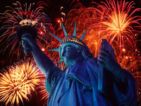 America The Beautiful, Statue Of Liberty, New York Harbor