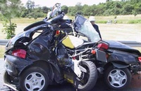 Car motorcycle wreck