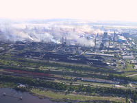 Aerial View of Galati  - Steel Mill Polution
