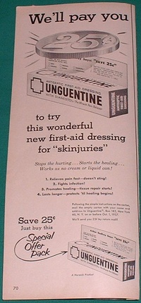 1957 - Unguentine First Aid Dressing