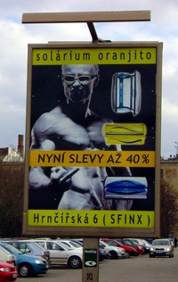 2008 - Solarium - Billboard in Brno Showing The Finger Naked