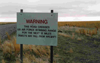 WARNING, This Road Crosses US Air Force Bombing Range. For The Next 12 Miles, Objects May Fall From Aircraft
