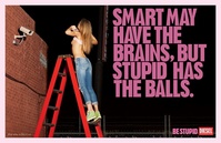 Diesel Be Stupid Campaign - Smart have brains but I show my tits on a ladder