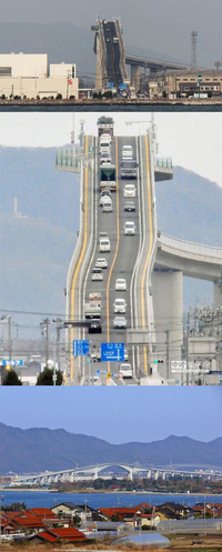 Eshima Ohashi bridge in Japan - looks like a rollercoaster from the right angle