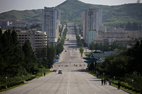 North Korea Wonder - Straight and Wide Street with Two Dead Ends - Better View